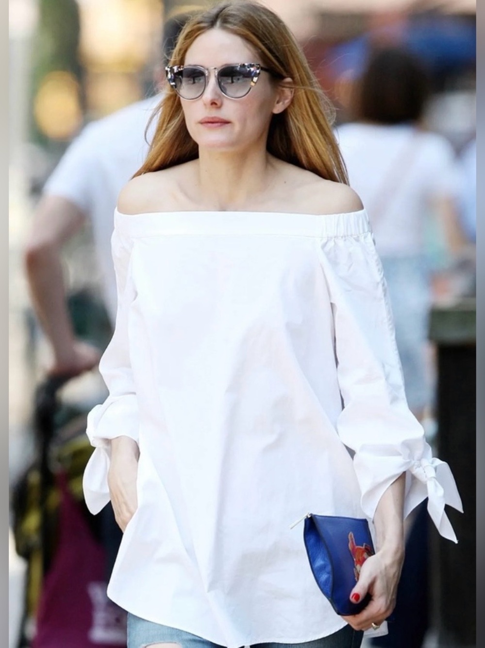 Tibi Off The Shoulder White Top Blouse Cotton Long Sleeve Sz 4 - Picture 3 of 12